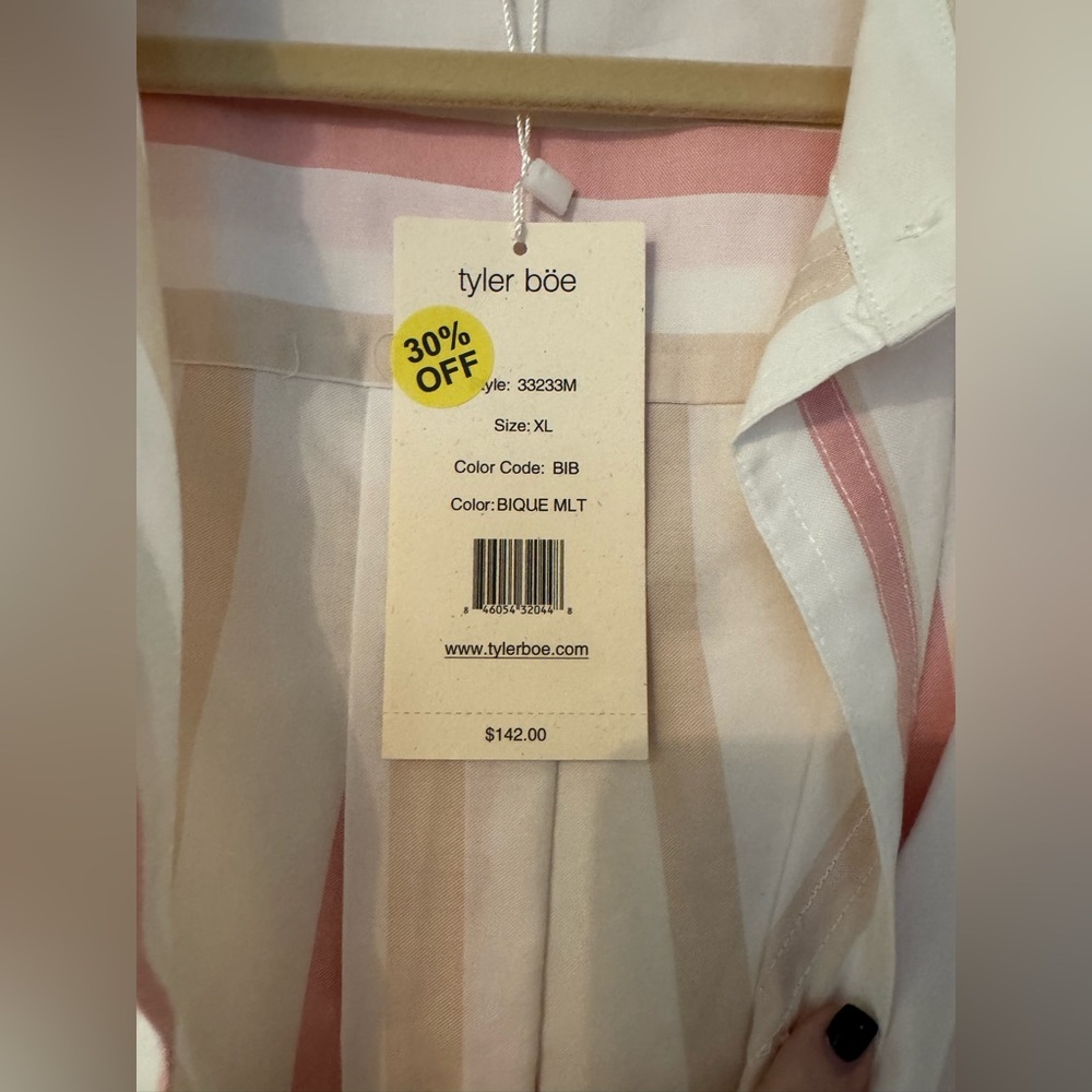 Tyler Boe Pink and Cream Striped Button Down Shirt - Picture 3 of 6